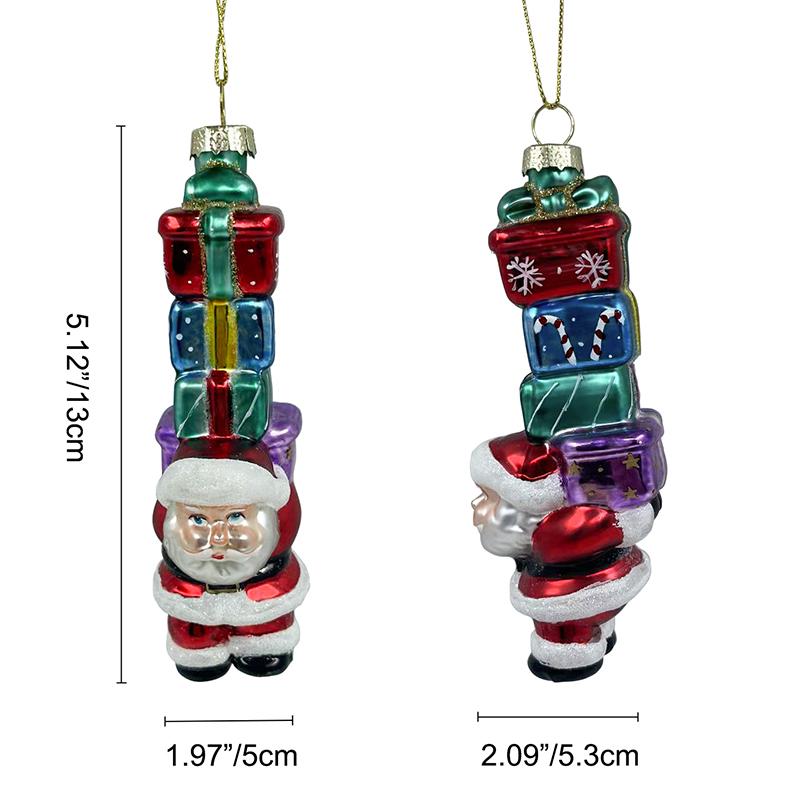 Glass Santa with gifts, Christmas glass toys, Christmas decoration KMT81054