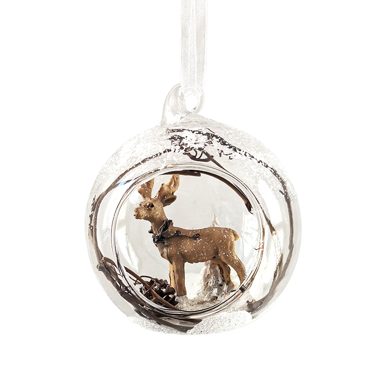 Christmas glass ball with resin decoration inside，Christmas decoration KMB86002