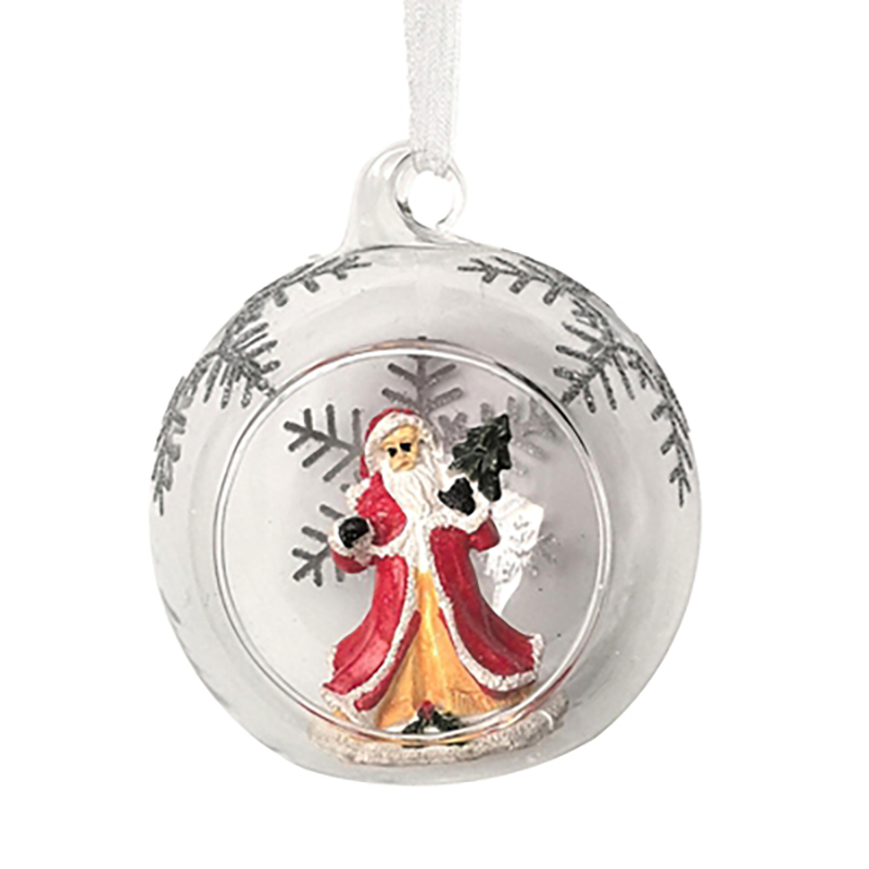 Christmas glass ball with resin decoration inside，Christmas decoration KMB86001