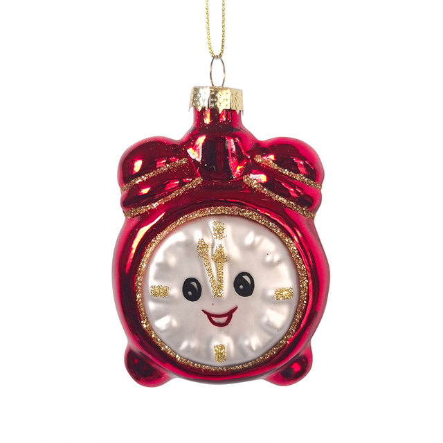 Glass clock ornament, Christmas glass toys, Christmas decoration KMT81018