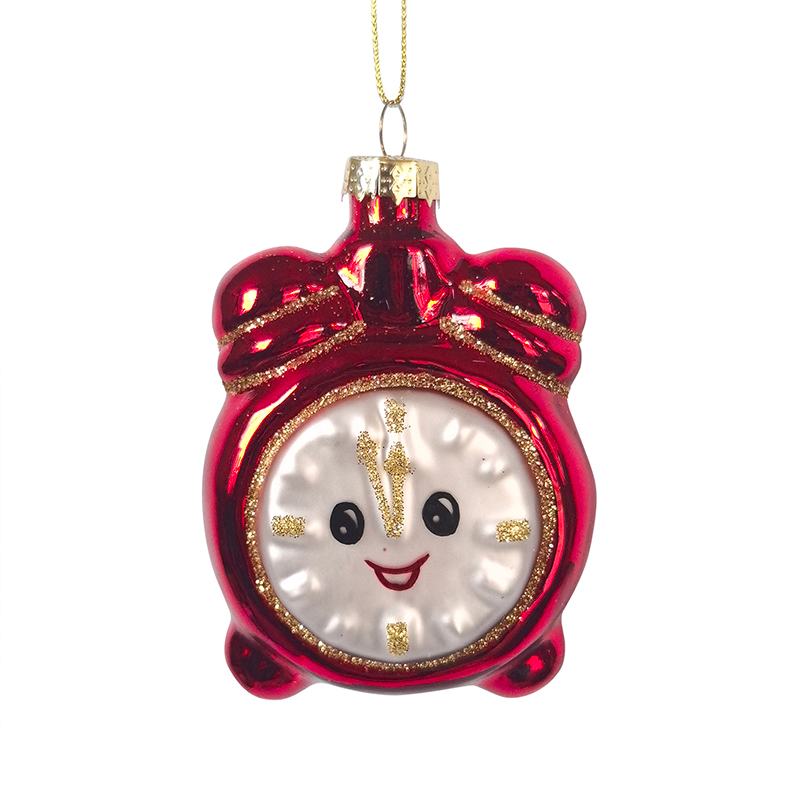 Glass clock ornament, Christmas glass toys, Christmas decoration KMT81018