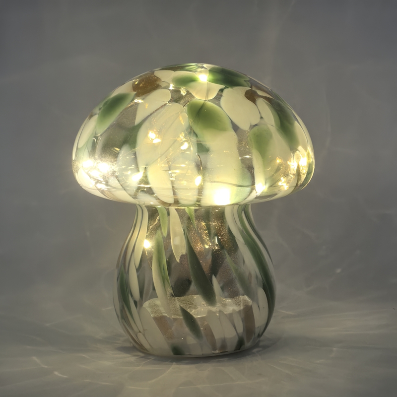 Glass Mushroom with led lights, glass decoration with LED lights, Christmas decoration KML81019