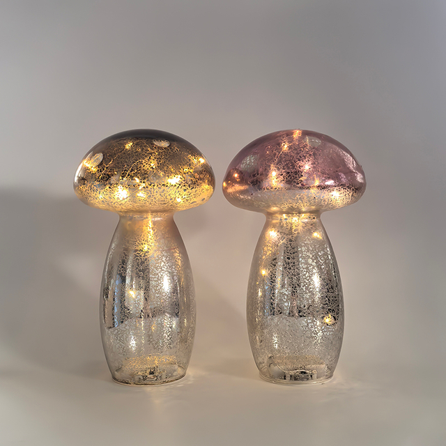 Glass Mushroom with led lights, glass decoration with LED lights, Christmas decoration KML81029