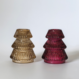 Glass candle holder, glass candlestick, Christmas tree-shaped glass ornaments KMC60005