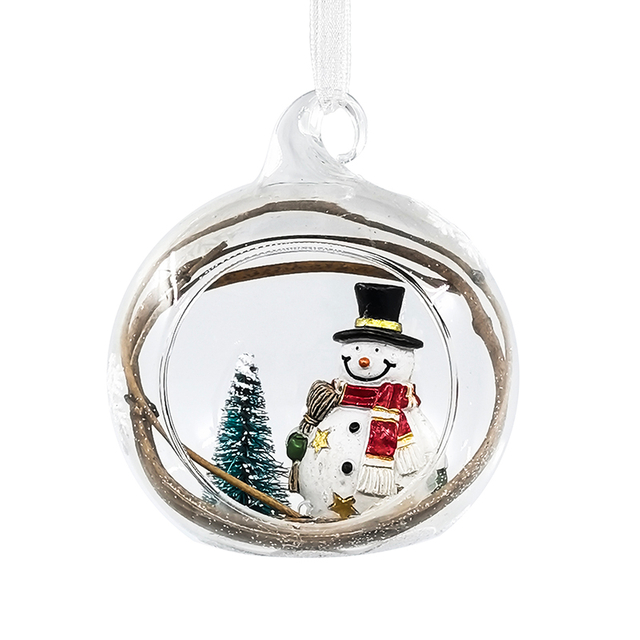 Christmas glass ball with resin decoration inside，Christmas decoration KMB86008