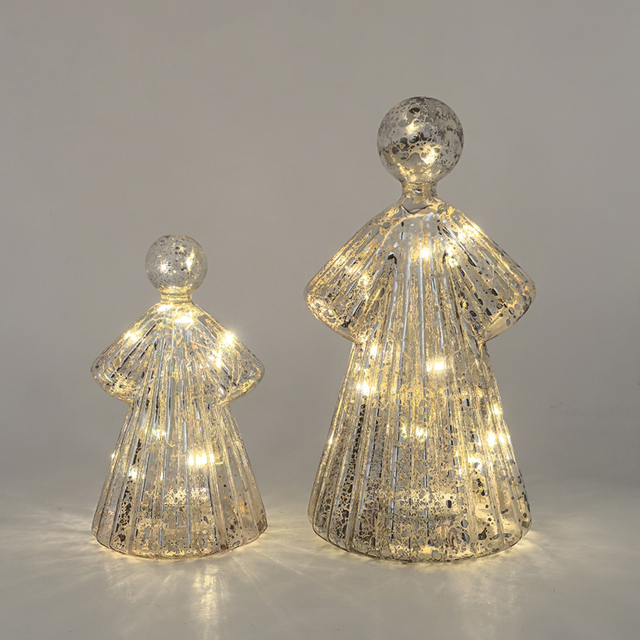 Glass angel with led lights, glass decoration with LED lights, glass toy KML81006