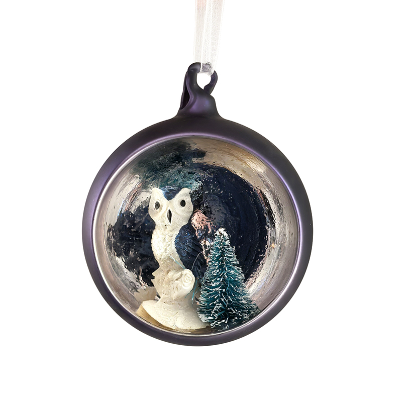 Christmas glass ball with resin decoration inside，Christmas decoration KMB86003