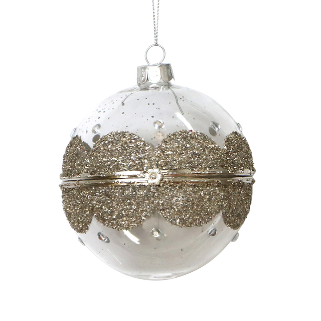 Christmas painted ball-shape glass toy, can be opened, Christmas decoration KMB82007
