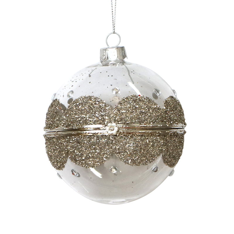 Christmas painted ball-shape glass toy, can be opened, Christmas decoration KMB82007