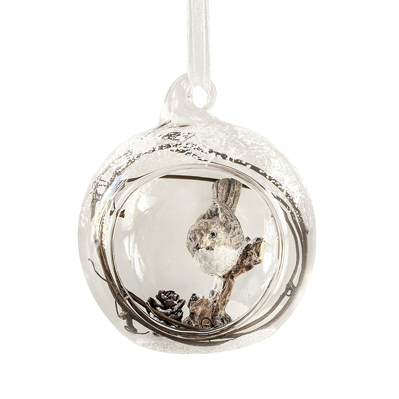 Christmas glass ball with resin decoration inside，Christmas decoration KMB86002