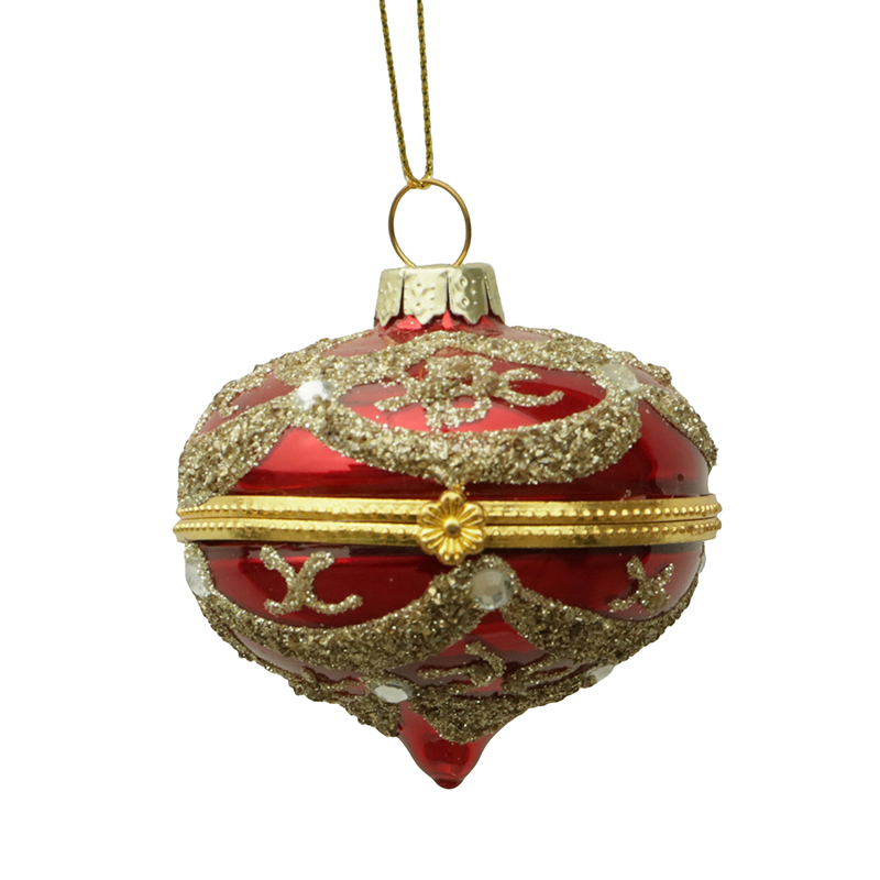 Christmas glass ball can be opened，hand painted Onion shape, Christmas decoration KMB82004 