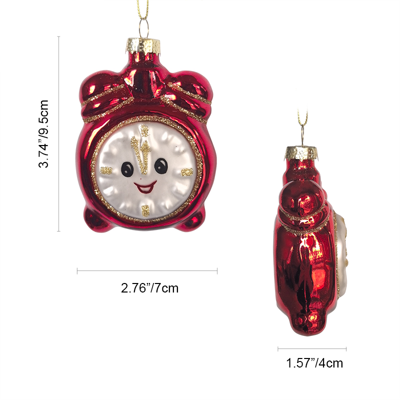 Glass clock ornament, Christmas glass toys, Christmas decoration KMT81018
