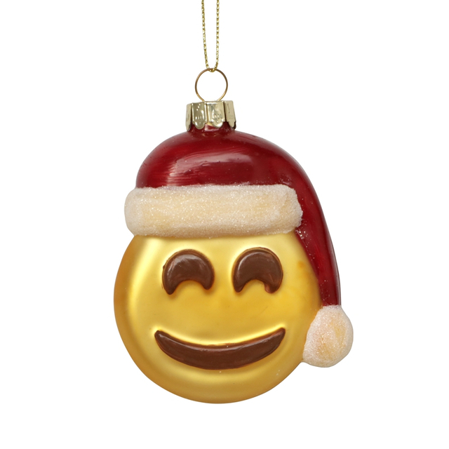 Glass emoji decoration, Smiling face glass toy, yellow face toy,Christmas decoration KMT81037