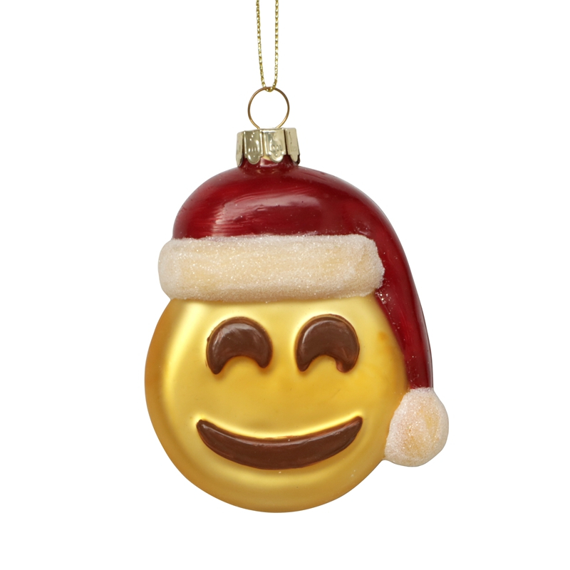 Glass emoji decoration, Smiling face glass toy, yellow face toy,Christmas decoration KMT81037