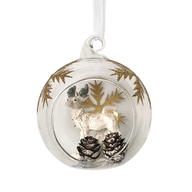 Christmas glass ball with resin decoration inside，Christmas decoration KMB86007