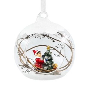 Christmas glass ball with resin decoration inside，Christmas decoration KMB86010