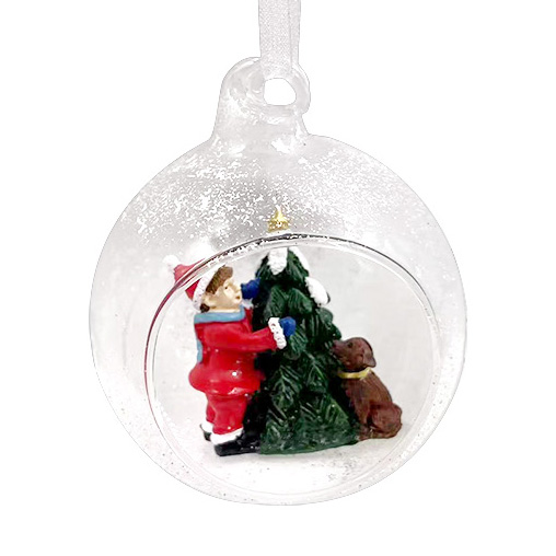 Christmas glass ball with resin decoration inside，Christmas decoration KMB86011