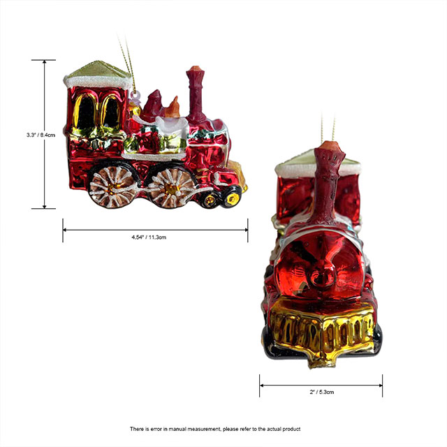 Christmas glass toys,glass train decoration with resin,Christmas decoration