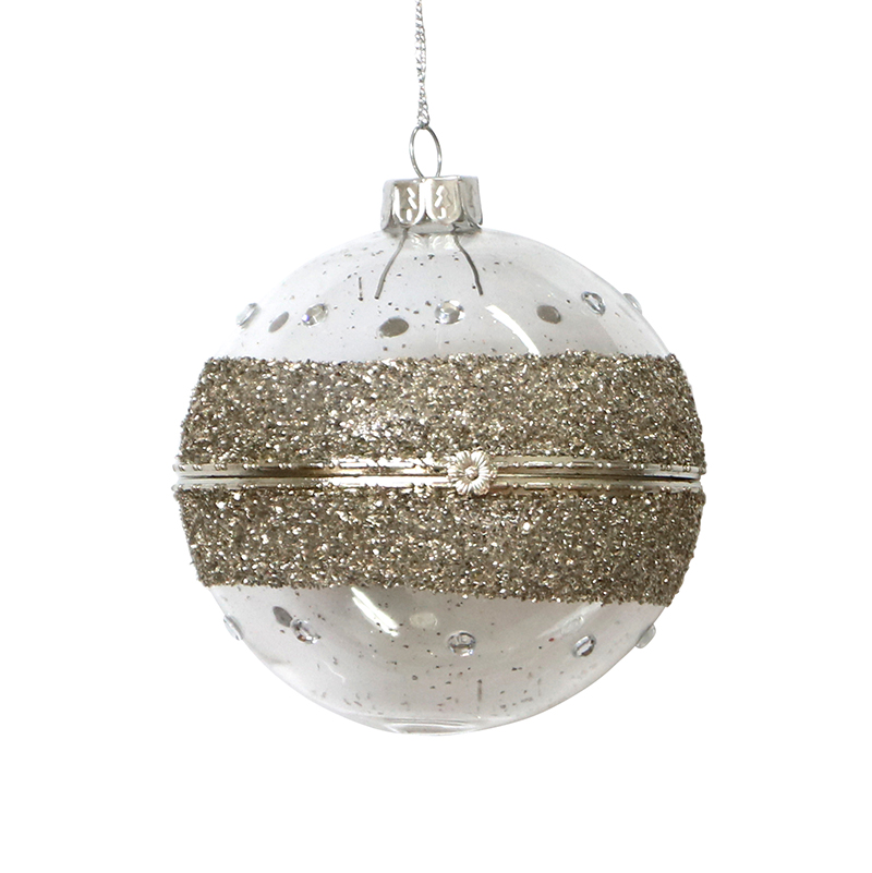 Christmas painted ball-shape glass toy, can be opened, Christmas decoration KMB82007