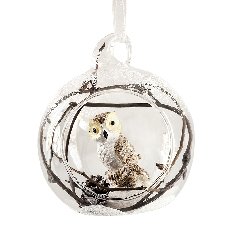 Christmas glass ball with resin decoration inside，Christmas decoration KMB86002