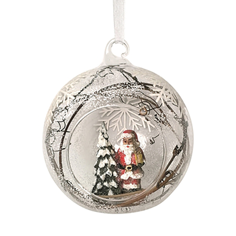 Christmas glass ball with resin decoration inside，Christmas decoration KMB86001