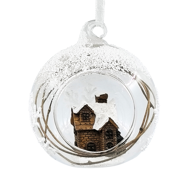 Christmas glass ball with resin decoration inside，Christmas decoration KMB86009