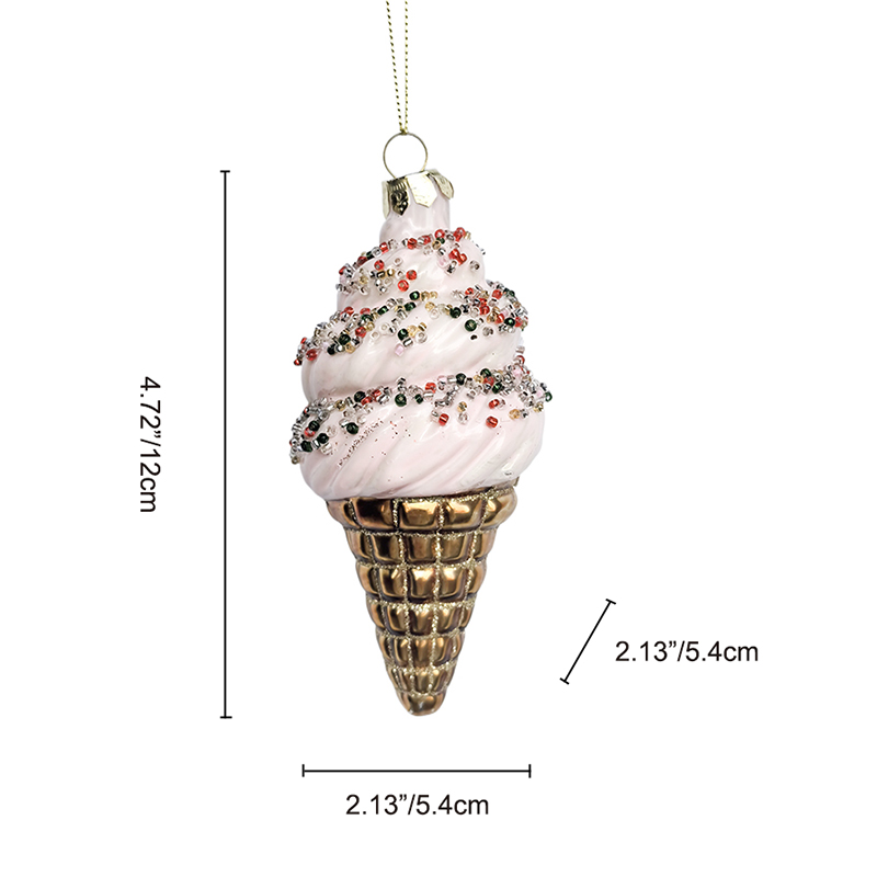 Christmas glass toys, glass Cream Cone ornament,Christmas decoration KMT81080