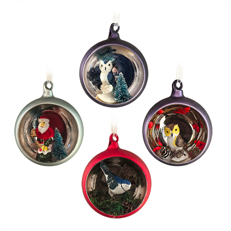 Christmas glass ball with resin decoration inside，Christmas decoration KMB86003