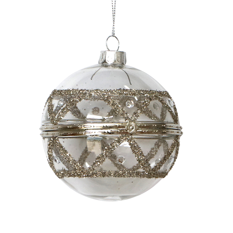 Christmas painted ball-shape glass toy, can be opened, Christmas decoration KMB82007