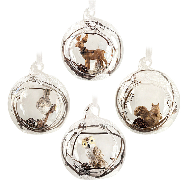 Christmas glass ball with resin decoration inside，Christmas decoration KMB86002