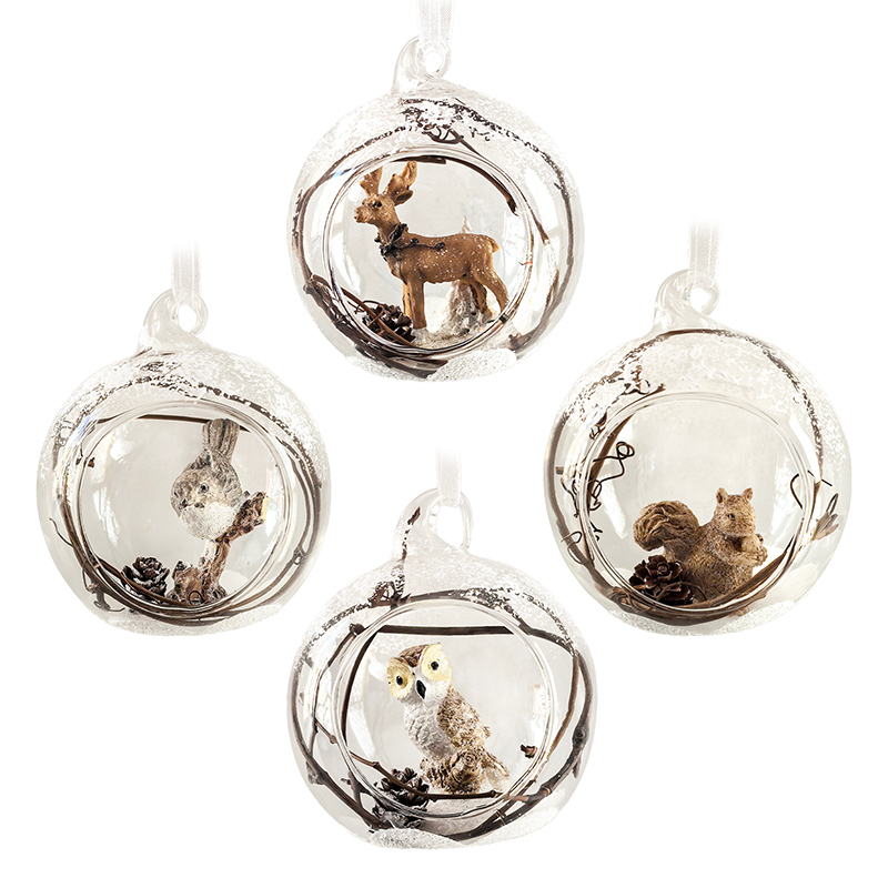 Christmas glass ball with resin decoration inside，Christmas decoration KMB86002