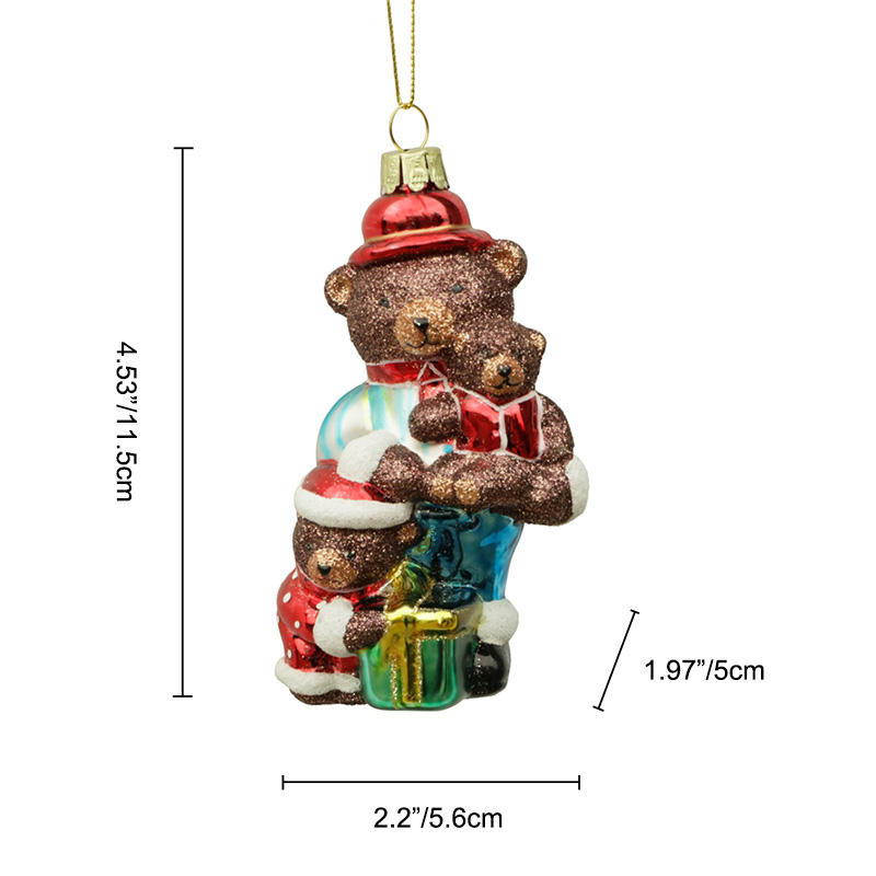The glass bear ornament, Christmas glass toys, Christmas decoration KMT81040
