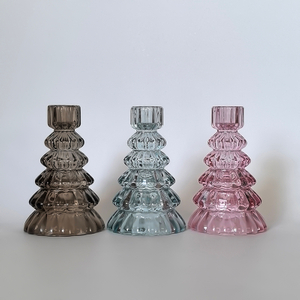 Glass candle holder, glass candlestick KMC60004