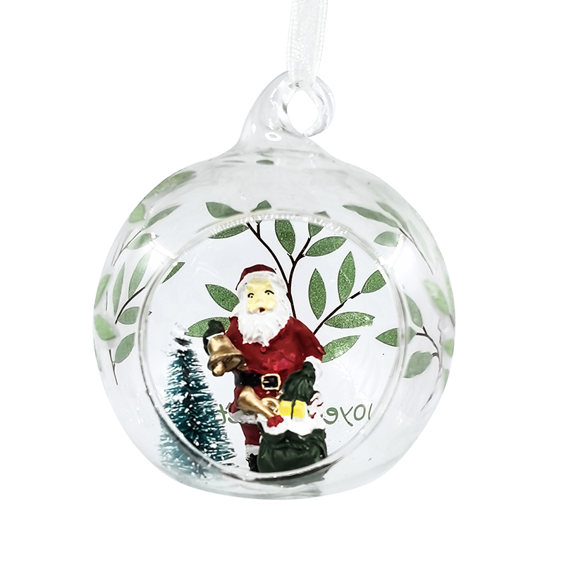 Christmas glass ball with resin decoration inside，Christmas decoration KMB86012