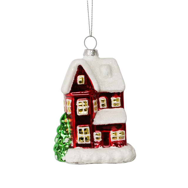 Christmas ornament, glass toy, glass house,Christmas decoration KMT81071