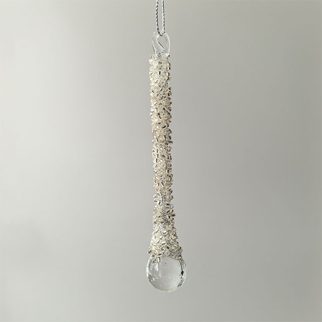 Glass icicle with glitter,Christmas decoration KMI82002