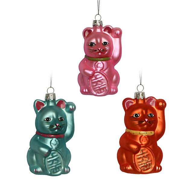 Glass cat ornament,Christmas glass toys,Christmas decoration