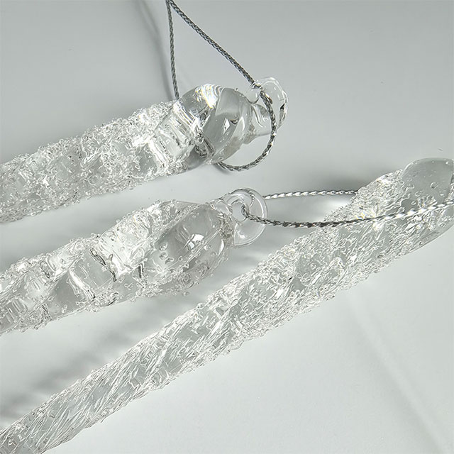 Glass icicle with glitter,Christmas decoration KMI82005