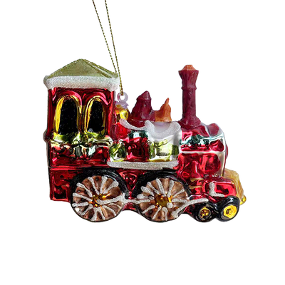 Christmas glass toys, glass train decoration with resin, Christmas decoration