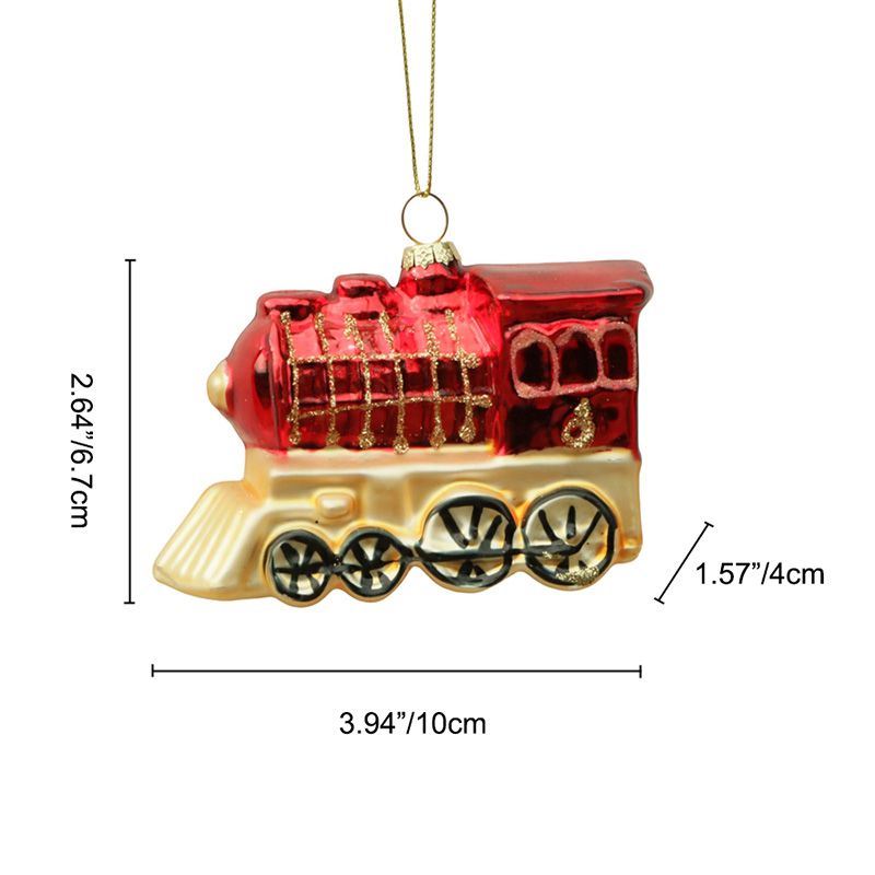 Christmas glass toys, glass train decoration with resin, Christmas decoration KMT81041