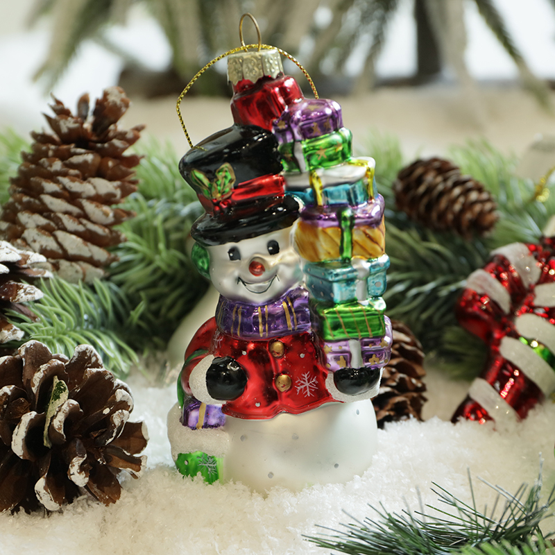 Christmas ornament, glass toy, glass snowman,Christmas decoration KMT81031