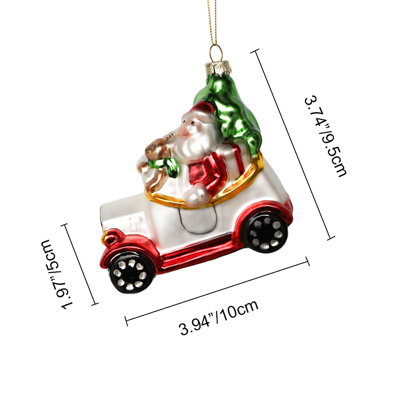 Christmas glass toys, glass car decoration with resin, Christmas decoration KMT81006