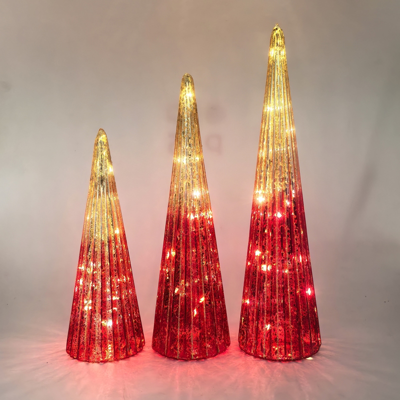 Glass Christmas tree with led lights, glass decoration with LED lights, Christmas decoration KML81024
