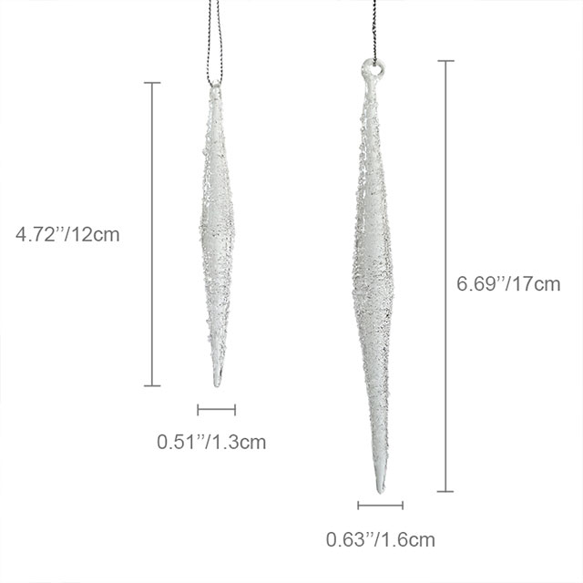 Glass icicle with glitter,Christmas decoration KMI82003