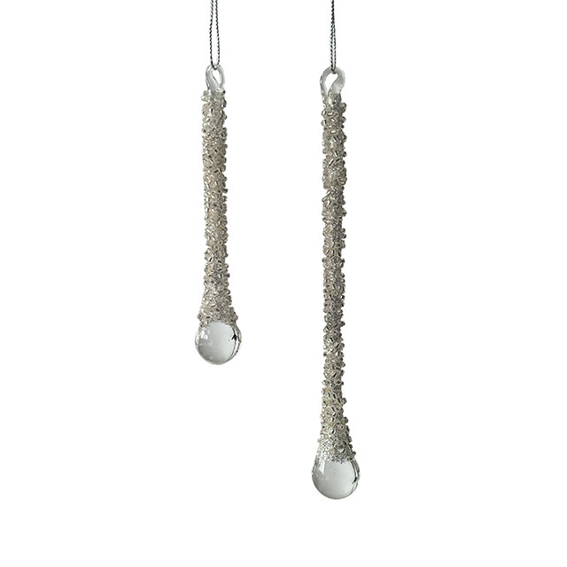 Glass icicle with glitter,Christmas decoration KMI82002