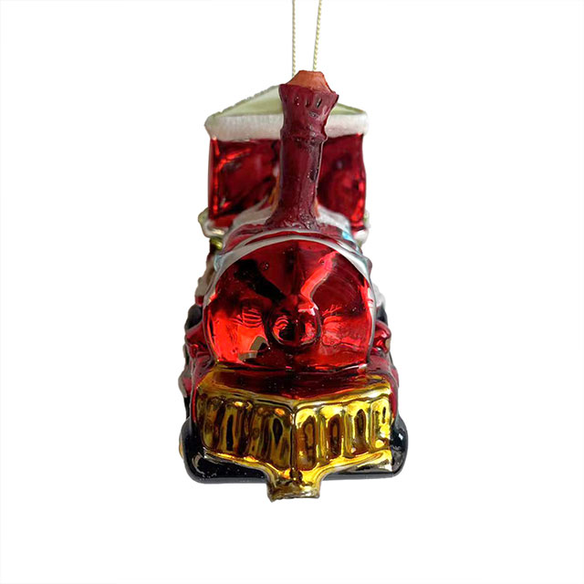 Christmas glass toys,glass train decoration with resin,Christmas decoration