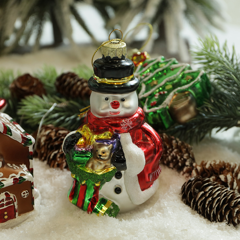 Christmas ornament, glass toy, glass snowman,Christmas decoration KMT81009