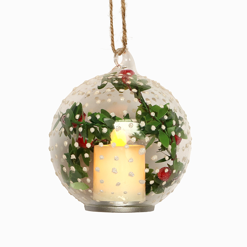 Glass ball with led lights, glass decoration with LED lights, Christmas ornament KML81015