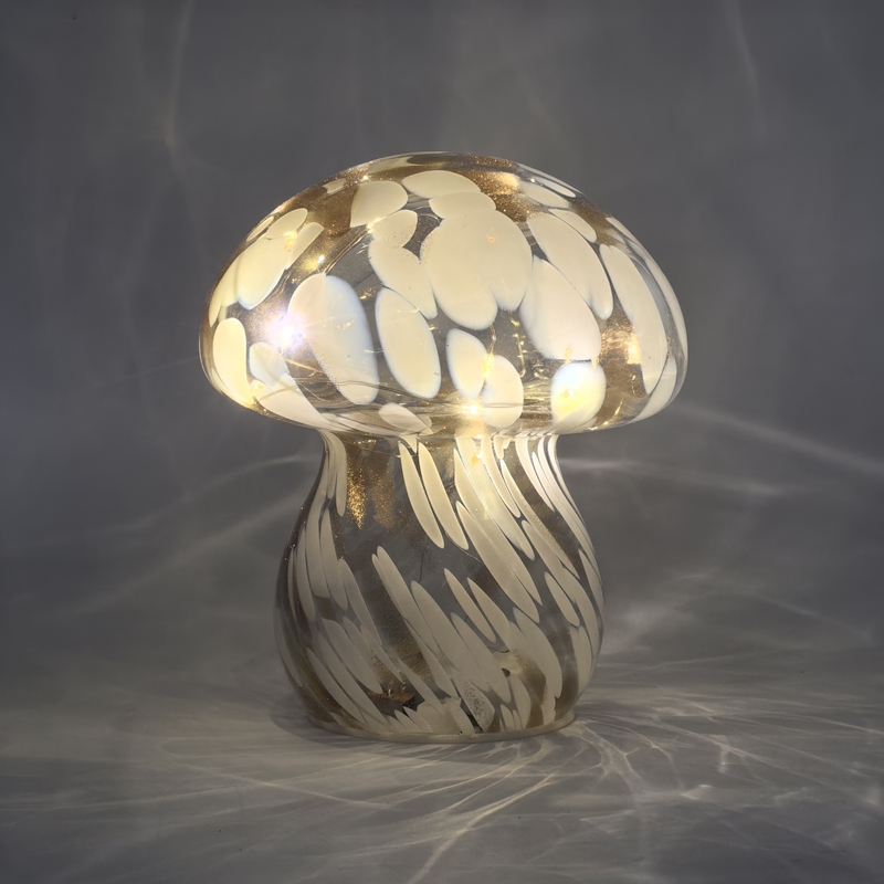 Glass Mushroom with led lights, glass decoration with LED lights, Christmas decoration KML81019