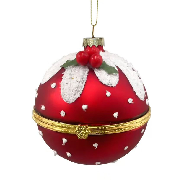 Christmas painted ball-shape glass toy, can be opened, Christmas decoration KMB82006